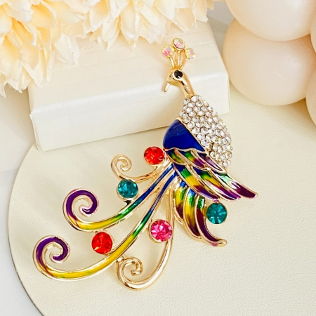 Brosa Paun Multicolor, Brosa Statement, Brose Femei [2]