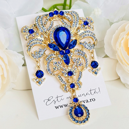 Brosa Statement Cristale Albastre, Brosa Dama, Brose Elegante [7]