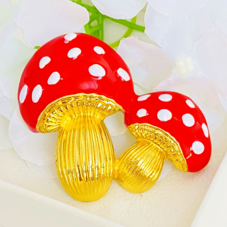 BIJUTERII - Brosa Ciupercute Rosii, Brosa Statement Dama Femei