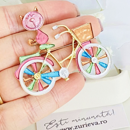 Brosa Pisica pe Bicicleta, Brose Dama, Brose Elegante [2]