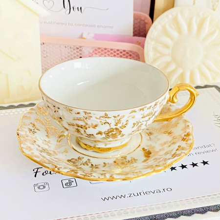 Set cescuta & farfurie Bavaria Auriu, Decoratiuni Vintage [2]