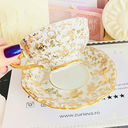 Set cescuta & farfurie Bavaria Auriu, Decoratiuni Vintage [1]