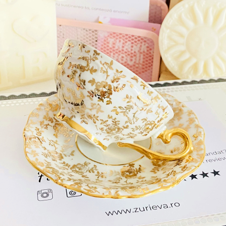 Set cescuta & farfurie Bavaria Auriu, Decoratiuni Vintage [5]
