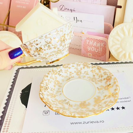 Set cescuta & farfurie Bavaria Auriu, Decoratiuni Vintage [3]