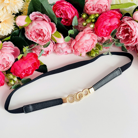 Centura Elastica Neagra - Catarama Aurie, Curea Dama, Curele Femei [4]