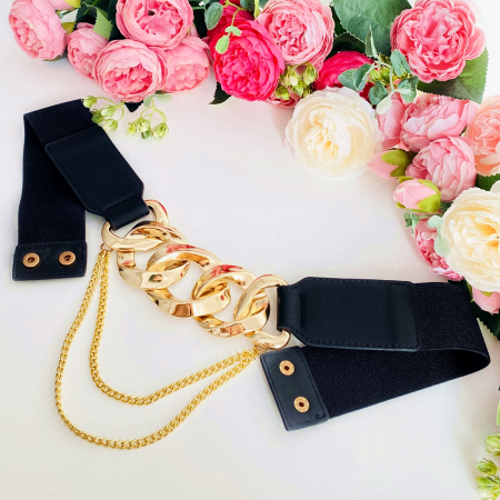 Centura Elastica Neagra - Catarama Aurie, Curea Dama, Curele Femei [2]