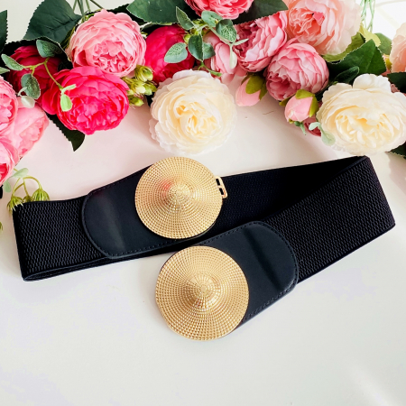 Centura Elastica Neagra - Catarama Aurie, Curea Dama, Curele Femei [1]