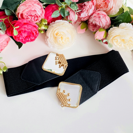 Centura Elastica Neagra - Catarama Aurie, Curea Dama, Curele Femei [4]