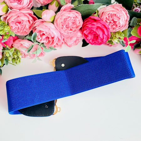 Centura Elastica Albastra - Catarama Aurie, Curea Dama, Curele Femei [4]
