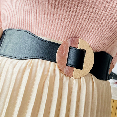 Centura Elastica Neagra - Catarama Aurie, Curea Dama, Curele Femei [3]