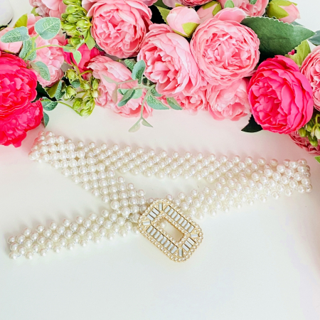 Centura Elastica Perlute - Dreptunghi Cristale, Curea Dama, Curele Femei [4]