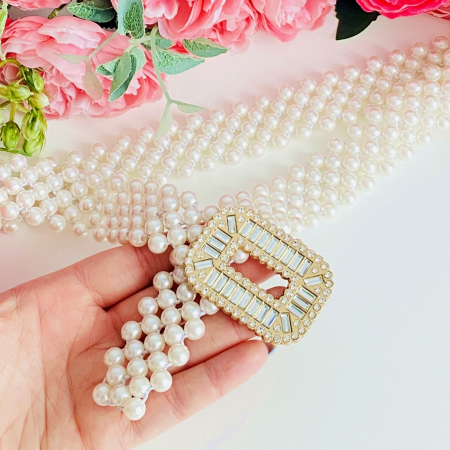 Centura Elastica Perlute - Dreptunghi Cristale, Curea Dama, Curele Femei [3]