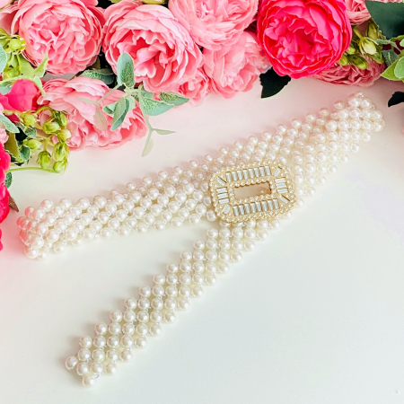 Centura Elastica Perlute - Dreptunghi Cristale, Curea Dama, Curele Femei [2]