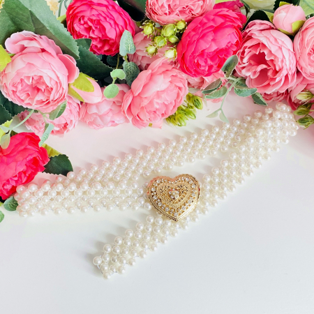 Centura Elastica Perlute - Inima Aurie, Curea Dama, Curele Femei [2]