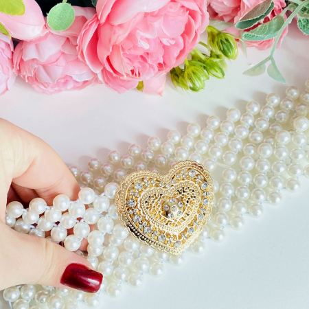 Centura Elastica Perlute - Inima Aurie, Curea Dama, Curele Femei [4]