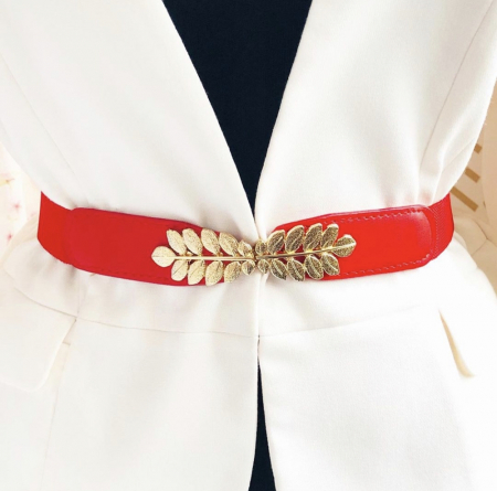 Centura Elastica Rosie - Catarama Frunze Aurii, Curea Dama, Curele Femei [1]