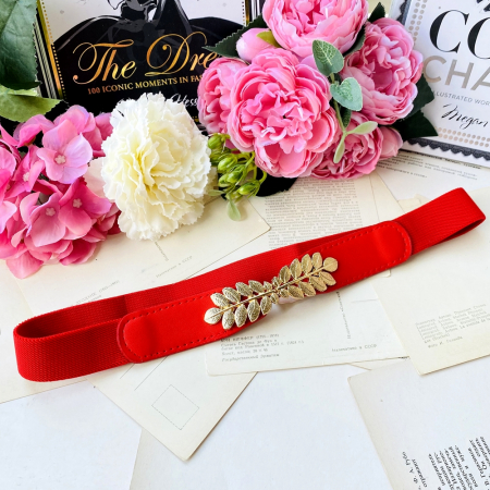 Centura Elastica Rosie - Catarama Frunze Aurii, Curea Dama, Curele Femei [0]