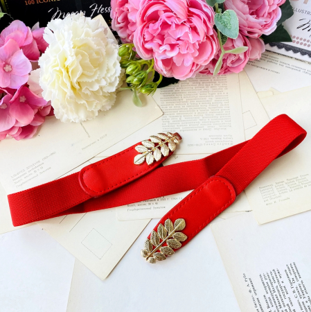 Centura Elastica Rosie - Catarama Frunze Aurii, Curea Dama, Curele Femei [2]