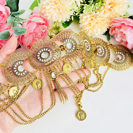 Centura Metalica Tip Bijuterie Aurie, Curea Dama, Curele Femei [7]