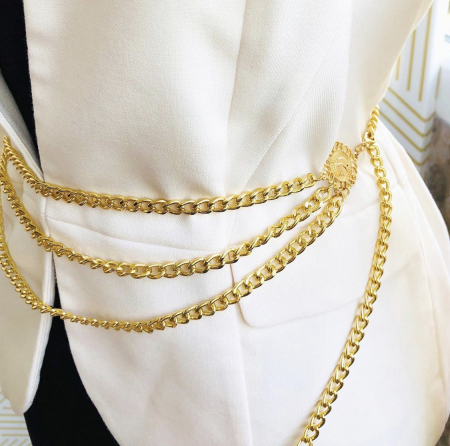 Centura Tip Bijuterie, Centura Metalica, Curea Aurie [4]