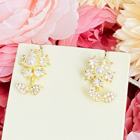 Cercei 2 in 1 Flori Cristale, Cercei Dama, Bijuterii Femei [4]