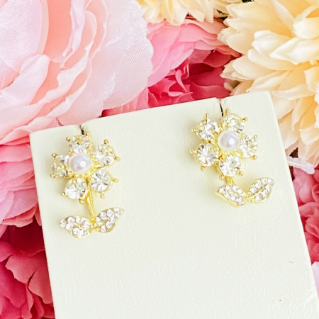 Cercei 2 in 1 Flori Cristale, Cercei Dama, Bijuterii Femei [6]