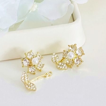 Cercei 2 in 1 Flori Cristale, Cercei Dama, Bijuterii Femei [2]