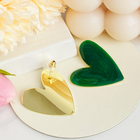 Cercei Inimi Verde Smarald, Cercei Dama, Bijuterii Femei [3]