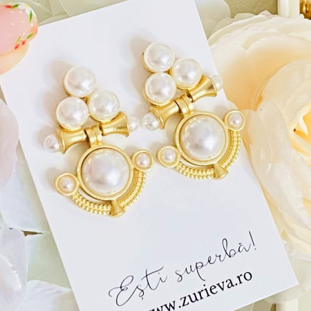 Cercei Lungi Perlute Albe, Cercei Dama, Bijuterii Femei [3]