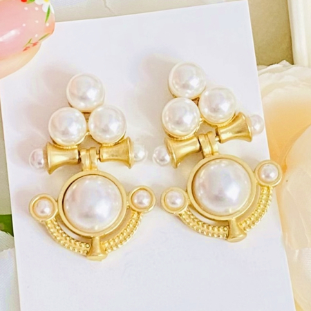 Cercei cu Surub - Cercei Lungi Perlute Albe, Cercei Dama, Bijuterii Femei