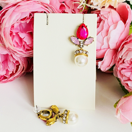 Cercei Lungi Cristale Roz, Cercei Dama, Bijuterii Femei [4]