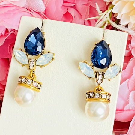 Cercei Lungi Cristale Albastre, Cercei Dama, Bijuterii Femei [1]