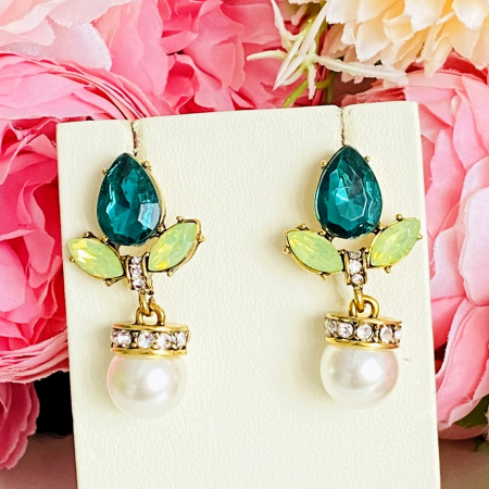 Cercei Lungi Cristale Verzi, Cercei Dama, Bijuterii Femei [1]