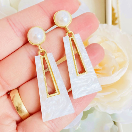 CERCEI - Cercei Lungi Albi, Cercei Dama, Bijuterii Femei