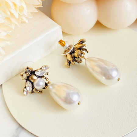 Cercei Lungi Bondari Perle Albe, Cercei Perle Dama, Bijuterii Femei [4]