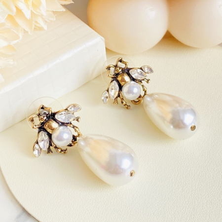 Cercei Lungi Bondari Perle Albe, Cercei Perle Dama, Bijuterii Femei [1]