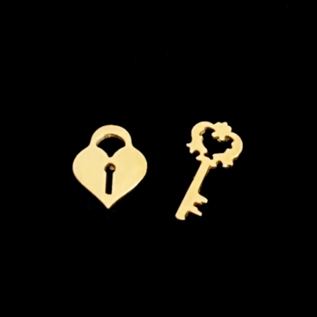 Cercei Cheie & Lacat - Otel Inoxidabil, Cercei Surub, Cercei Dama, Bijuterii Inox [2]