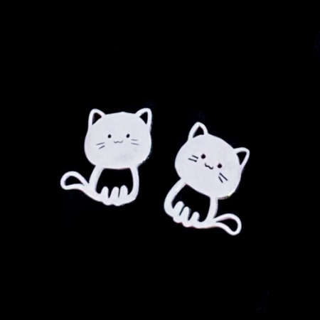 Cercei Pisica Argintie - Otel Inoxidabil, Cercei Surub, Cercei Dama, Bijuterii Inox [1]