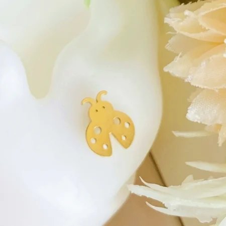 Cercei Buburuze Aurii - Otel Inoxidabil, Cercei Surub, Cercei Dama, Bijuterii Inox [3]