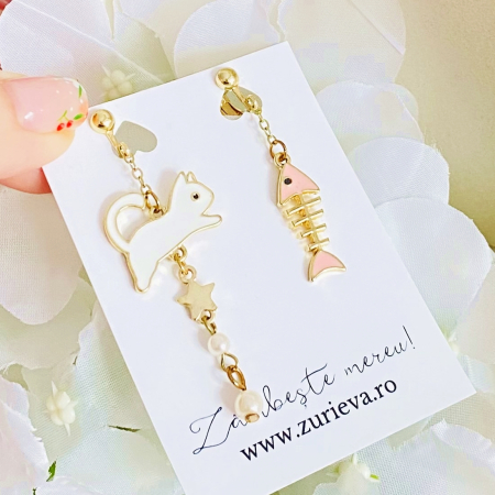 Cercei Clips Pisica & Peste, Cercei Dama, Bijuterii Femei [2]