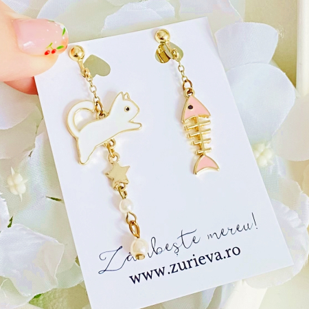 Cercei Clips Pisica & Peste, Cercei Dama, Bijuterii Femei [3]