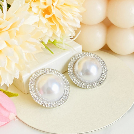 Cercei Clips Perle Albe & Cristale, Cercei Dama, Bijuterii Femei [2]