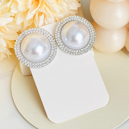 Cercei Clips Perle Albe & Cristale, Cercei Dama, Bijuterii Femei [3]