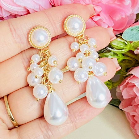 Cercei Clips Lungi Perle Albe, Cercei Dama, Bijuterii Femei [1]