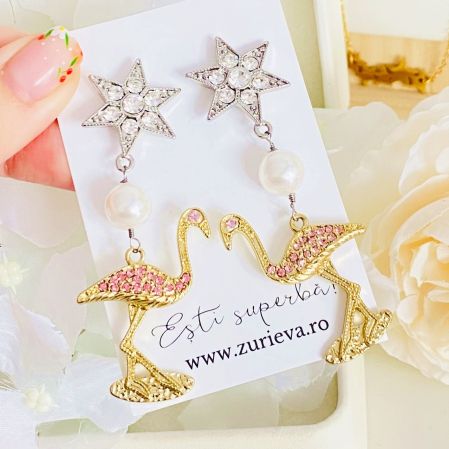 CERCEI - Cercei Flamingo, Cercei Dama, Bijuterii Femei