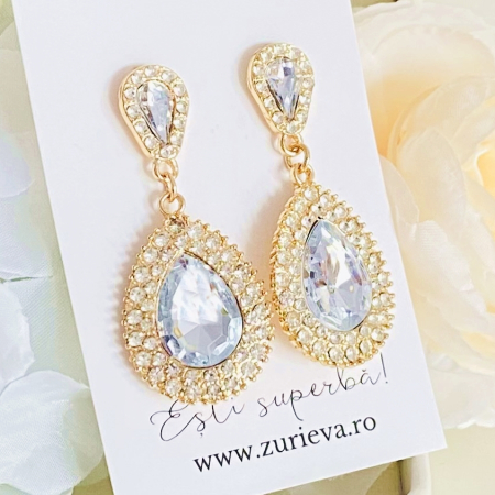 Cercei Cristale Albe, Cercei Dama, Bijuterii Femei [3]