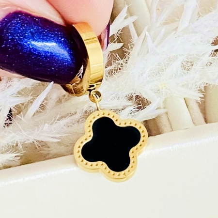 Cercei Trifoi Negru - Otel Inoxidabil, Cercei Surub, Cercei Dama, Bijuterii Inox [3]