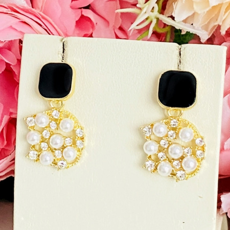 Cercei Negri cu Perle, Cercei Dama, Bijuterii Femei [3]