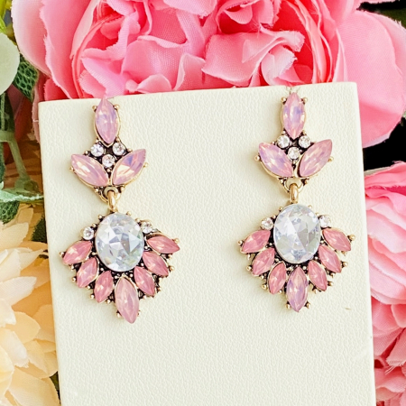 Cercei Mia Cristale Roz, Cercei Dama, Bijuterii Femei [1]