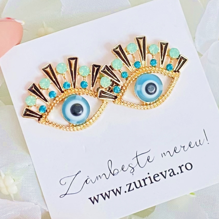 Cercei Albastri Evil Eye, Cercei Dama, Bijuterii Femei [4]